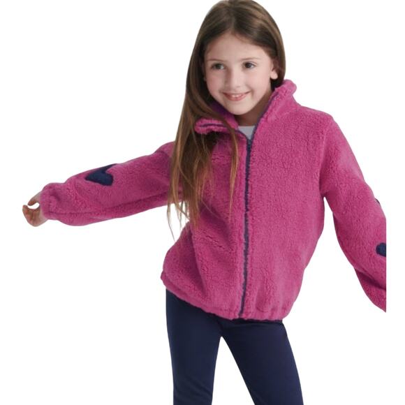 Splendid Girl's Jacket Fleece Zip Up Pink with Blue Hearts Size 4T - Picture 8 of 11